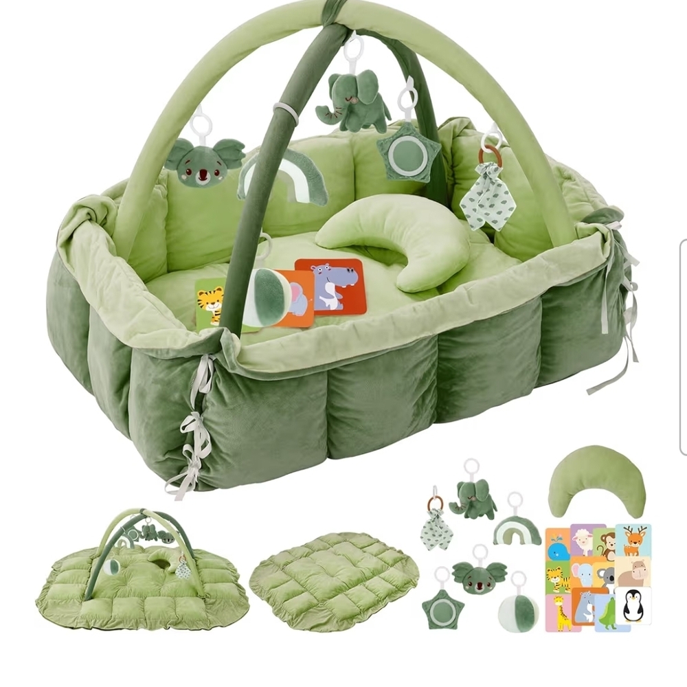 Green Baby Play Gym with Hanging Toys